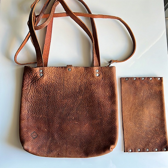 🔥Handmade Leather Tote and pouch Brown - Picture 1 of 17